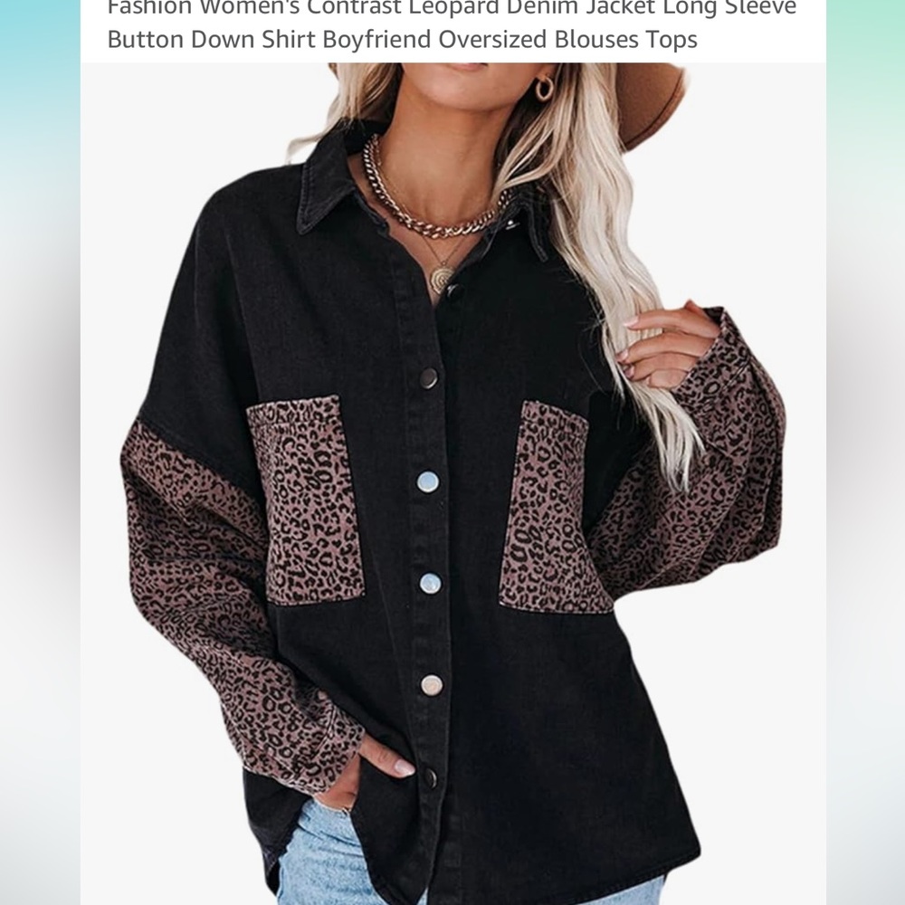 💕2 for $15 - Black and leopard print shirt jacket
